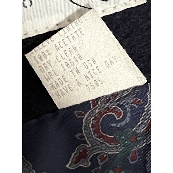 Vintage JOFELD Eastland Fabric USA Navy Blue Wool MCM Trench Coat size M - Picture 9 of 11